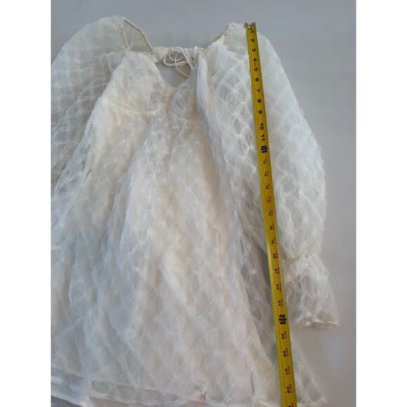 LPA Taluah Mini Dress Womens Small White Cottagecore Whimsy Boho Peasant - Picture 6 of 16